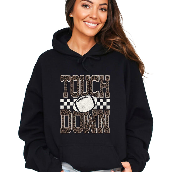 Touchdown leopard print hoodie in Black