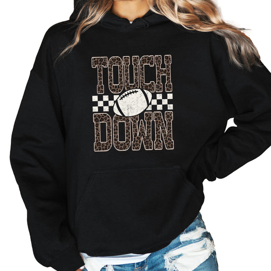 Touchdown leopard print hoodie in Black