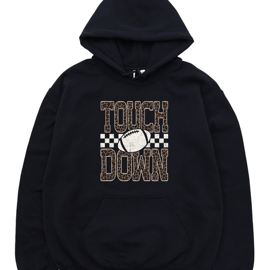 Touchdown leopard print hoodie in Black