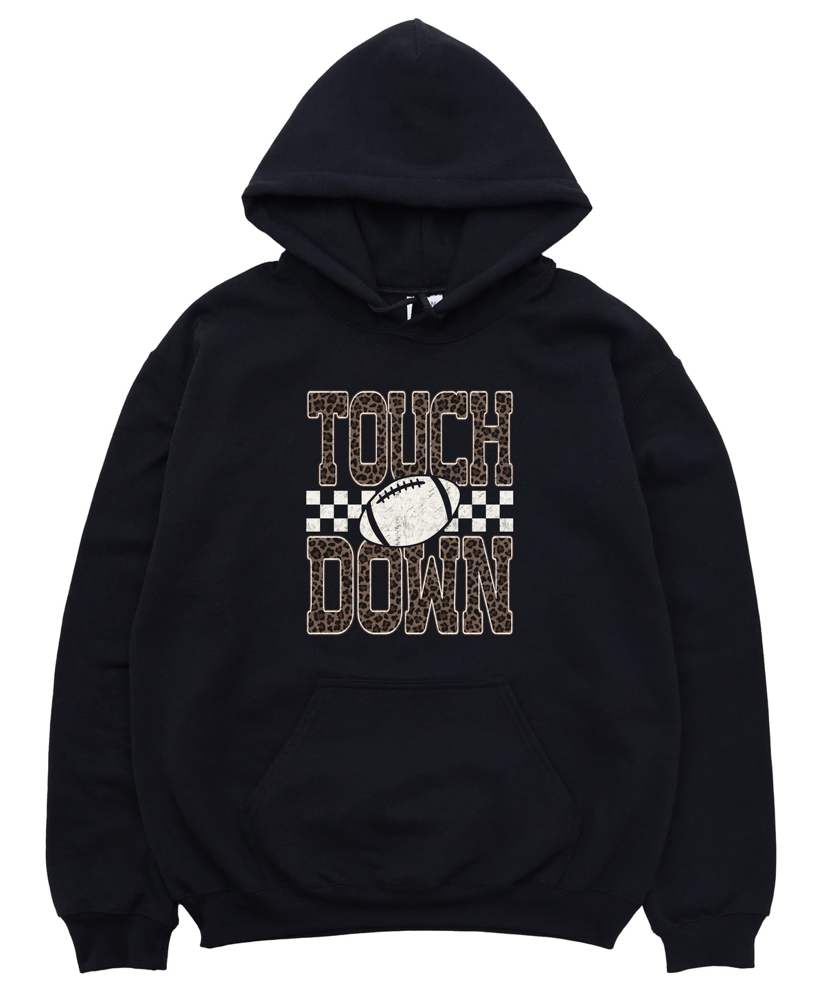 Touchdown leopard print hoodie in Black