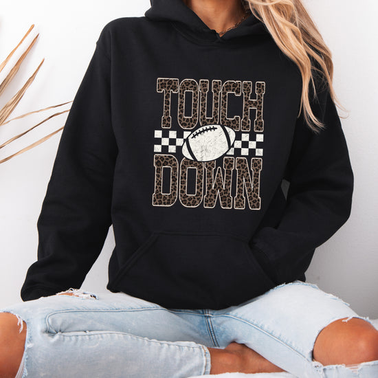 Touchdown leopard print hoodie in Black