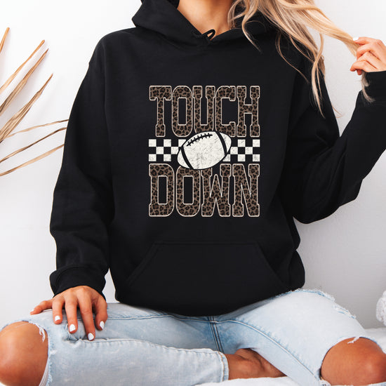 Touchdown leopard print hoodie in Black
