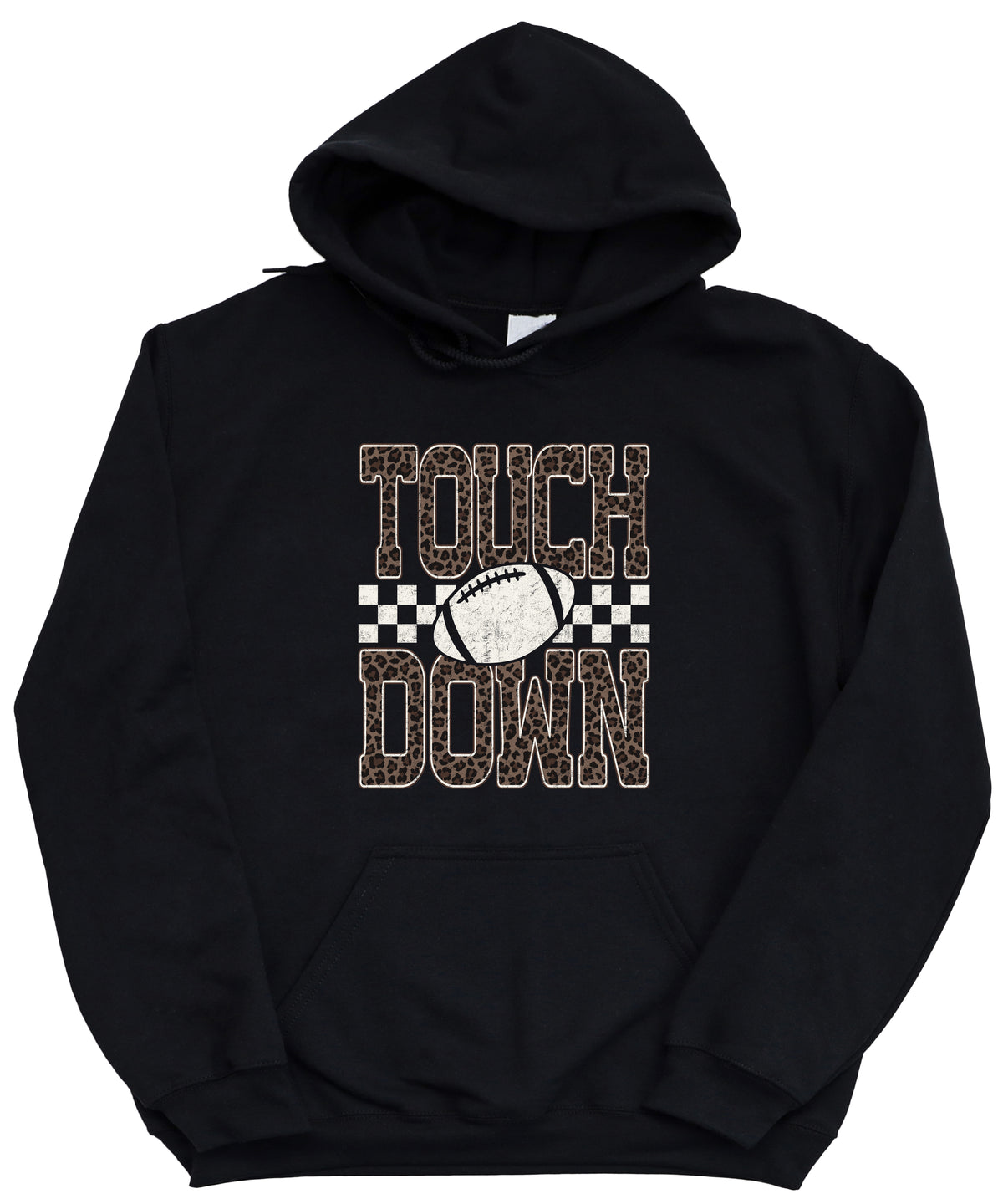 Touchdown leopard print hoodie in Black