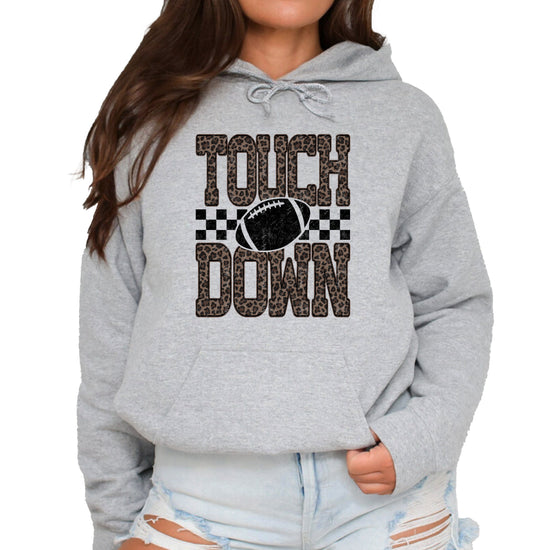 Touchdown leopard print hoodie in Gray
