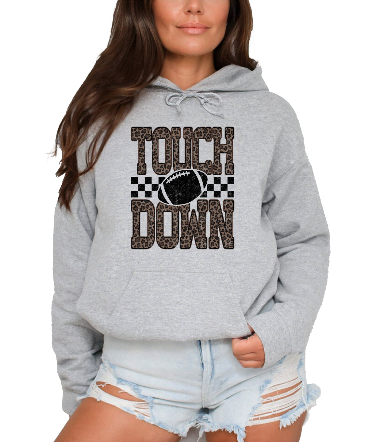 Touchdown leopard print hoodie in Gray