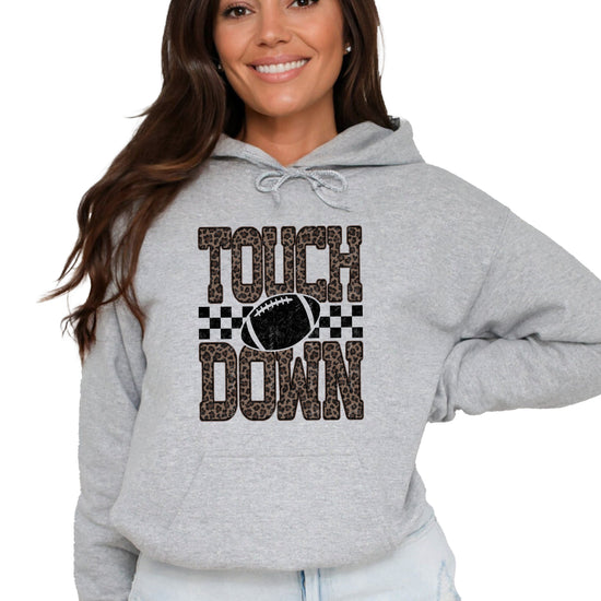 Touchdown leopard print hoodie in Gray