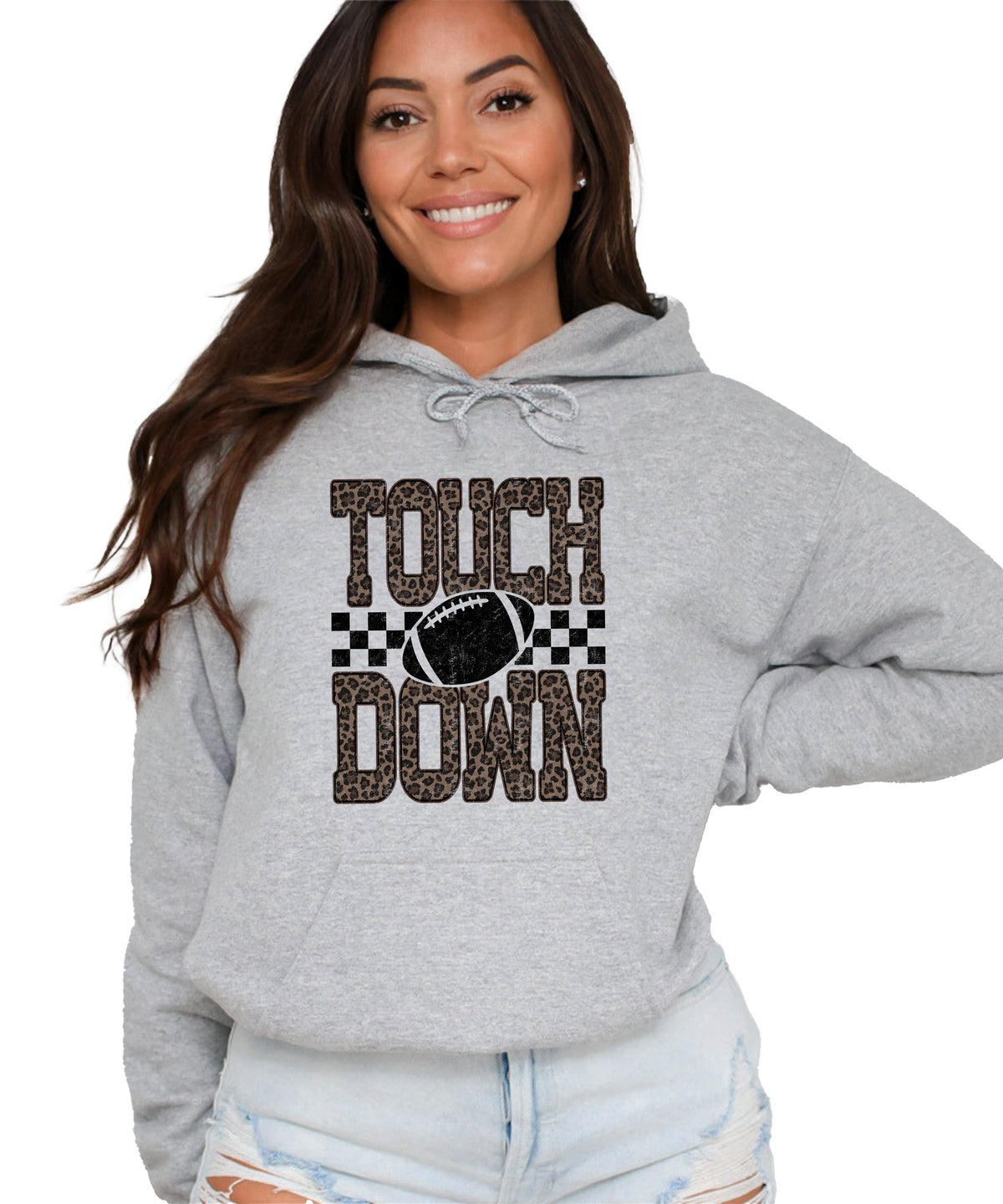 Touchdown leopard print hoodie in Gray