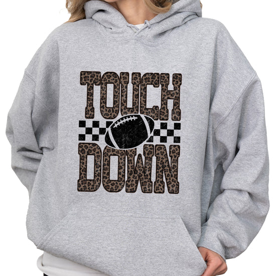 Touchdown leopard print hoodie in Gray