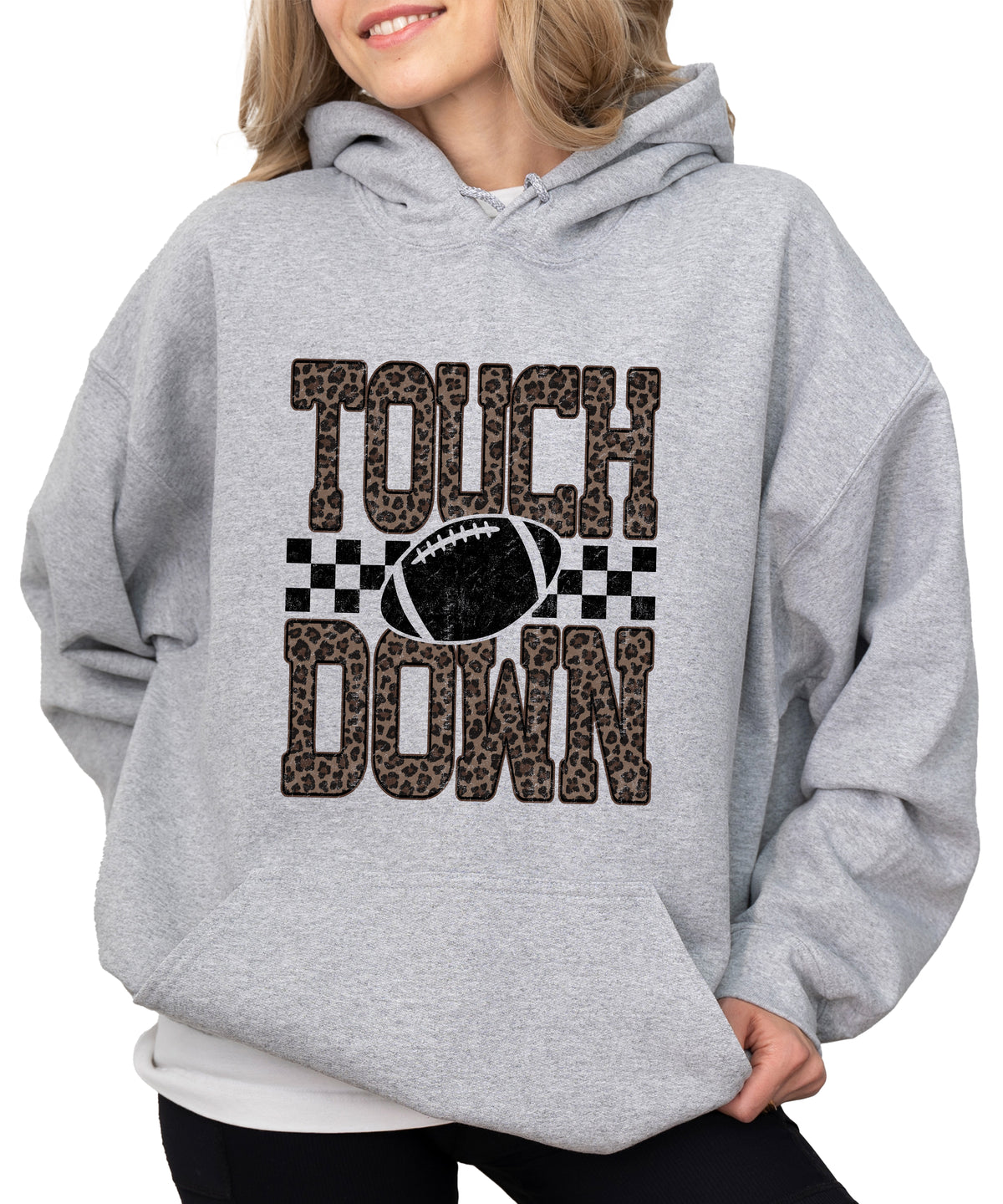 Touchdown leopard print hoodie in Gray