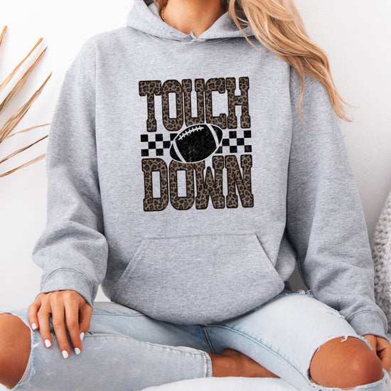 Touchdown leopard print hoodie in Gray