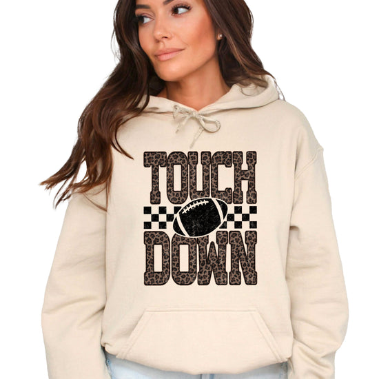Touchdown leopard print hoodie in Sand