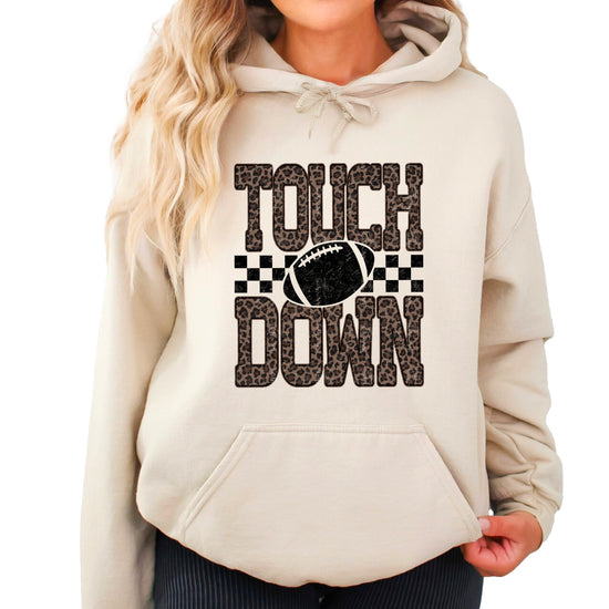 Touchdown leopard print hoodie in Sand