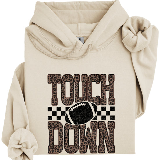 Touchdown leopard print hoodie in Sand