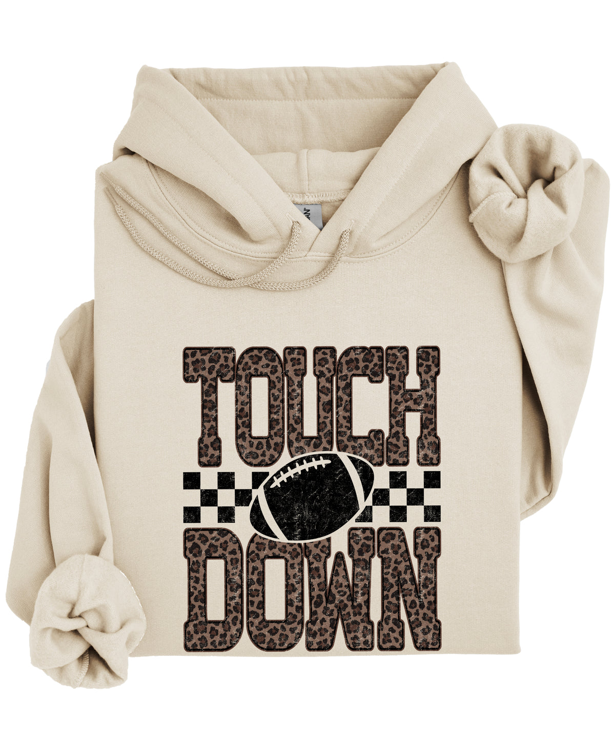 Touchdown leopard print hoodie in Sand
