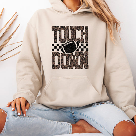 Touchdown leopard print hoodie in Sand