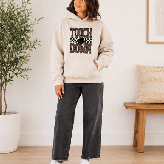 Touchdown leopard print hoodie in Sand