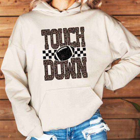 Touchdown leopard print hoodie in Sand