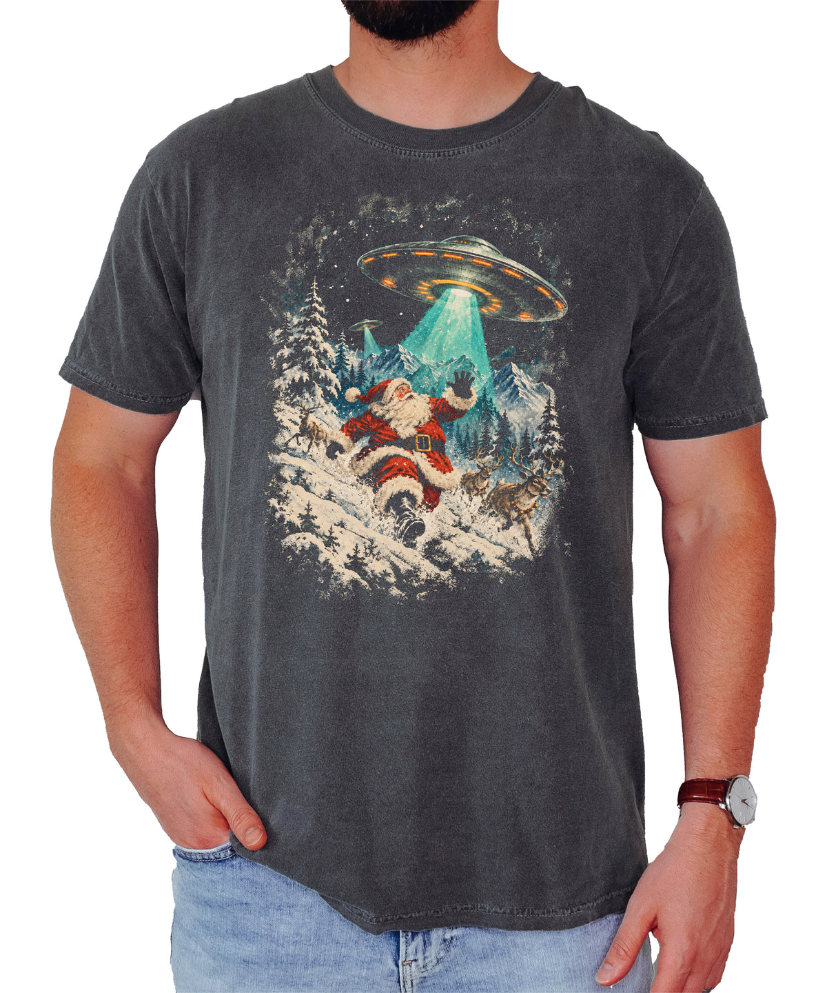 Santa UFO Christmas shirt in Pepper, view 3