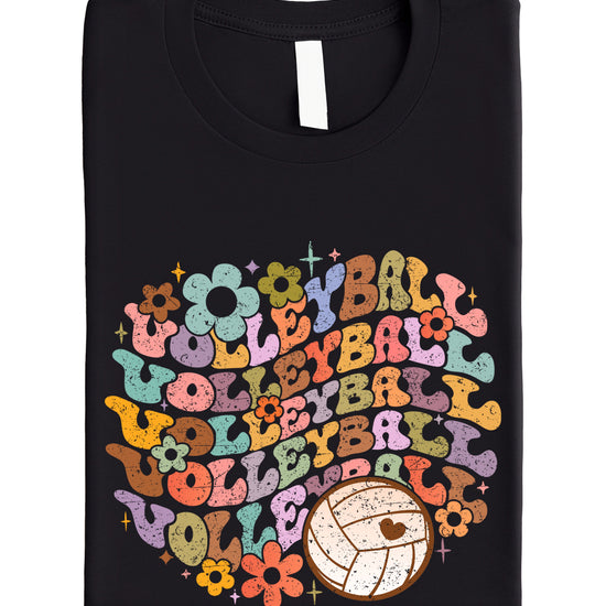 Retro floral volleyball shirt, black, adult — image 4 (AB4)