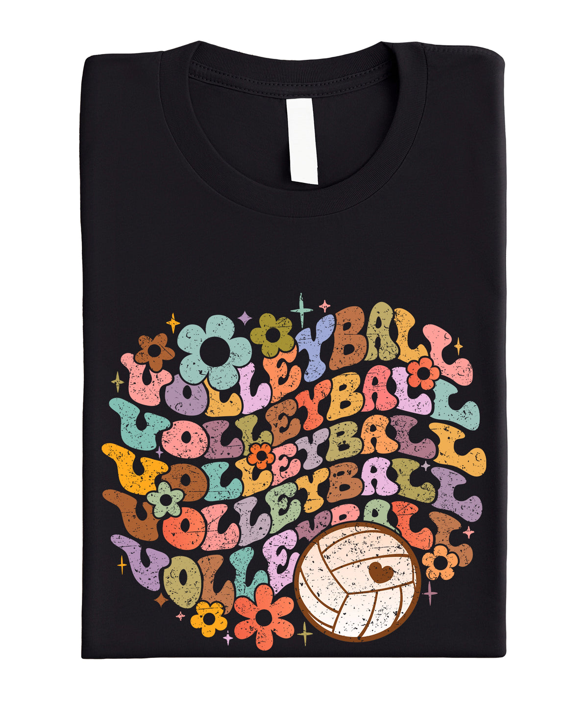 Retro floral volleyball shirt, black, adult — image 4 (AB4)