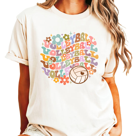 Retro floral volleyball shirt, natural, adult — image 1 (AN1)