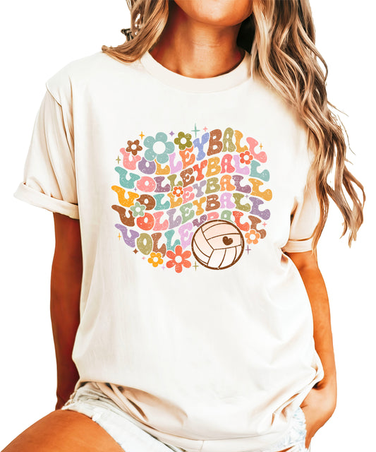 Retro floral volleyball shirt, natural, adult — image 1 (AN1)