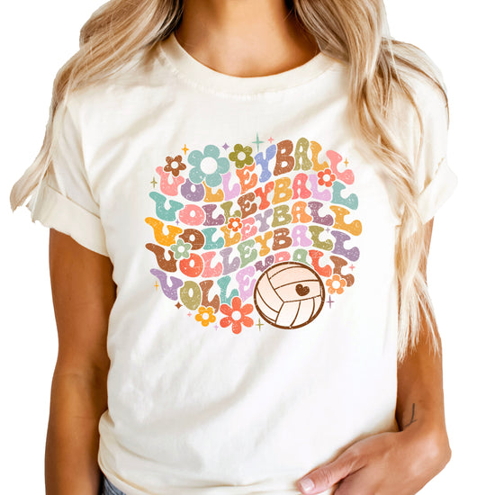 Retro floral volleyball shirt, natural, adult — image 2 (AN2)