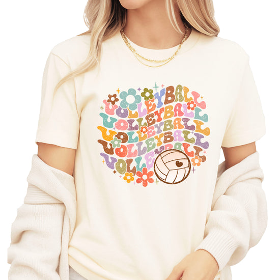 Retro floral volleyball shirt, natural, adult — image 3 (AN3)