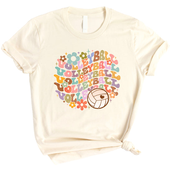 Retro floral volleyball shirt, natural, adult — image 4 (AN4)