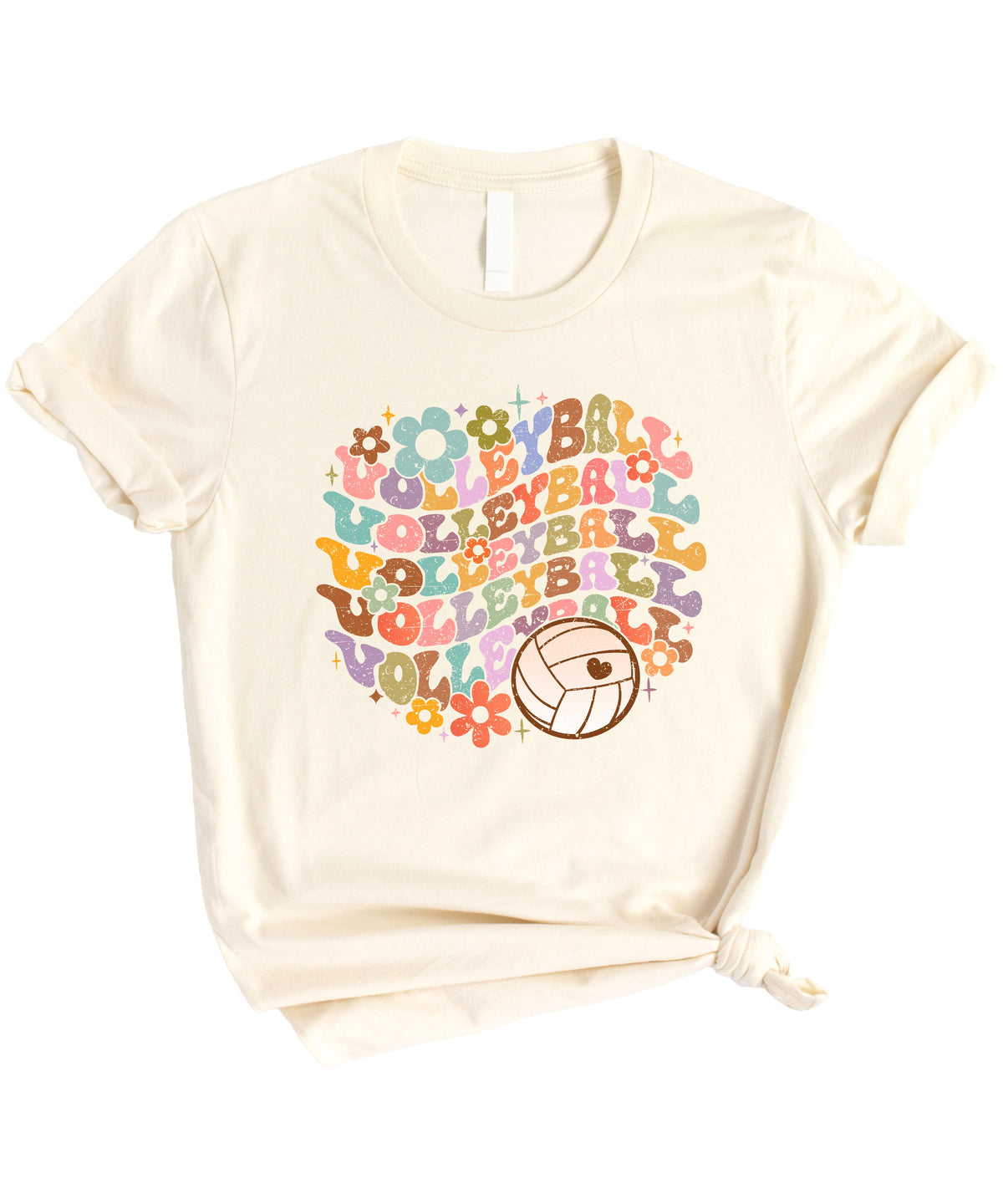 Retro floral volleyball shirt, natural, adult — image 4 (AN4)
