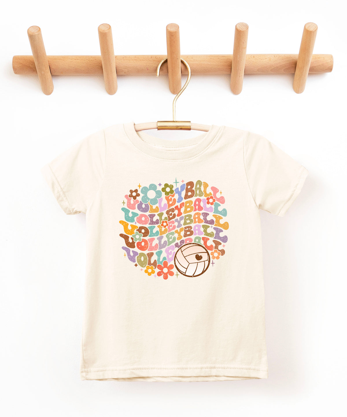 Retro floral volleyball shirt, natural, youth — image 2 (YN2)