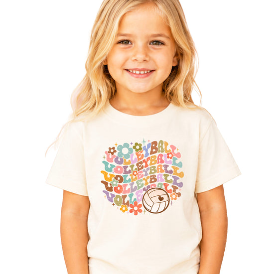 Retro floral volleyball shirt, natural, youth — image 3 (YN3)