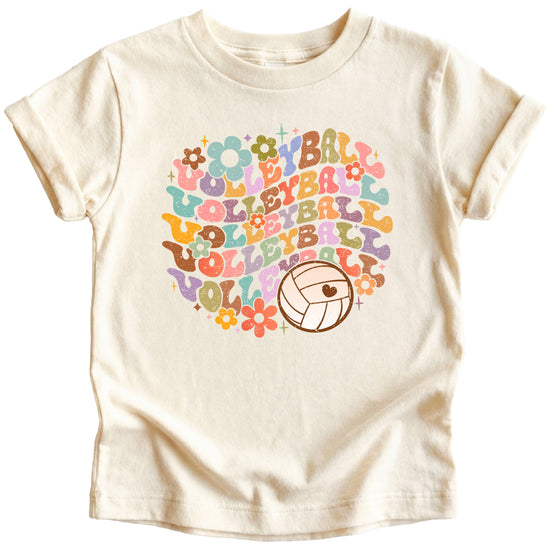 Retro floral volleyball shirt, natural, youth — image 4 (YN4)
