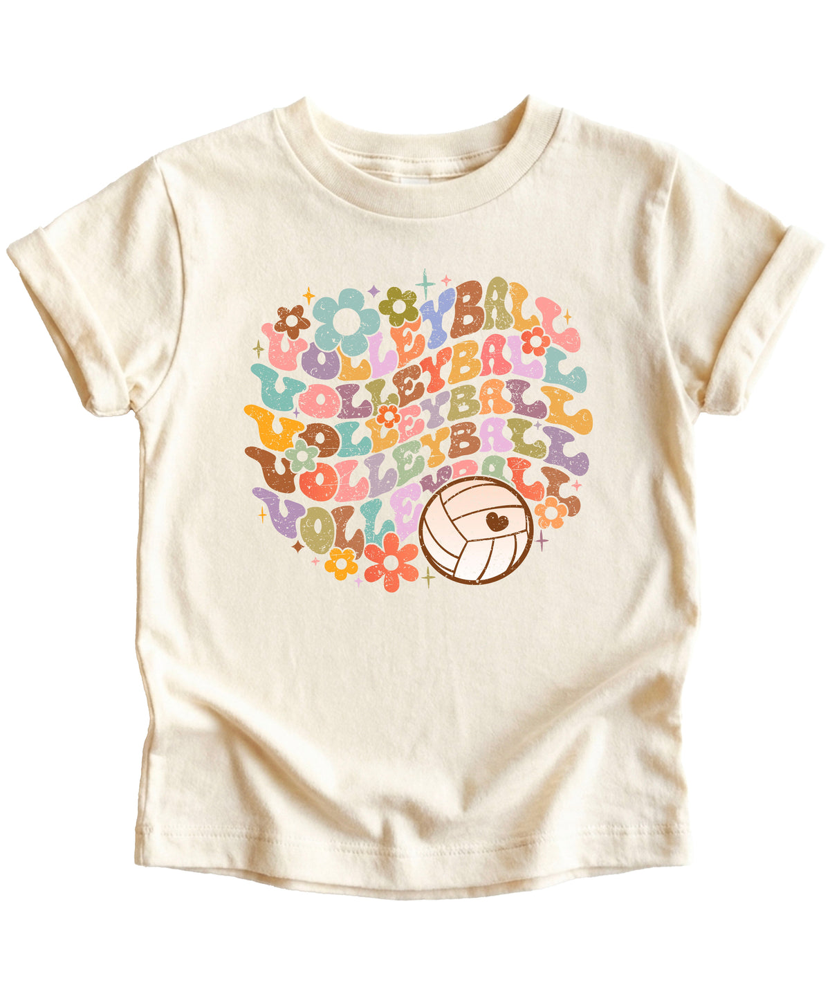 Retro floral volleyball shirt, natural, youth — image 4 (YN4)
