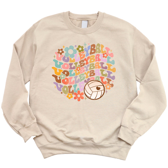 Retro floral volleyball sweatshirt, sand, adult — image 4 (S4)