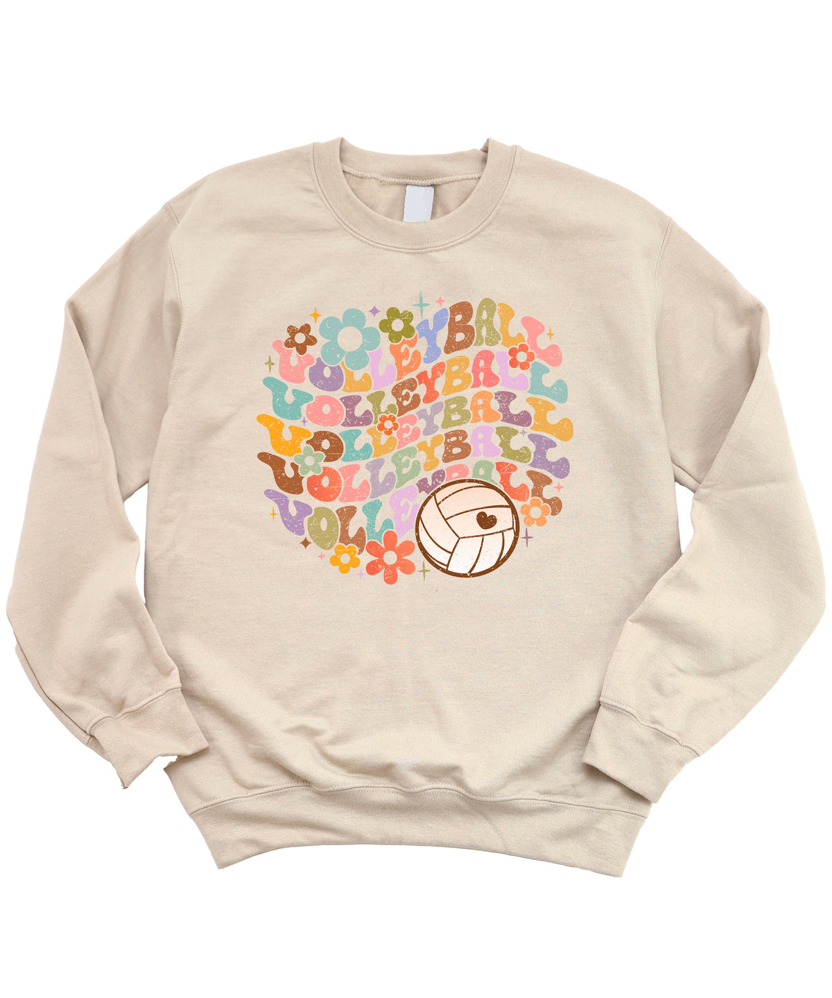 Retro floral volleyball sweatshirt, sand, adult — image 4 (S4)