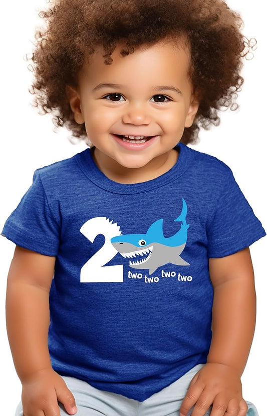 2nd Birthday Shark Shirt for Toddler Boys