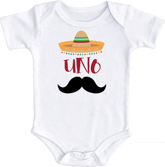 Fiesta First Birthday Uno Baby Boy Bodysuit - Sombrero & Mustache