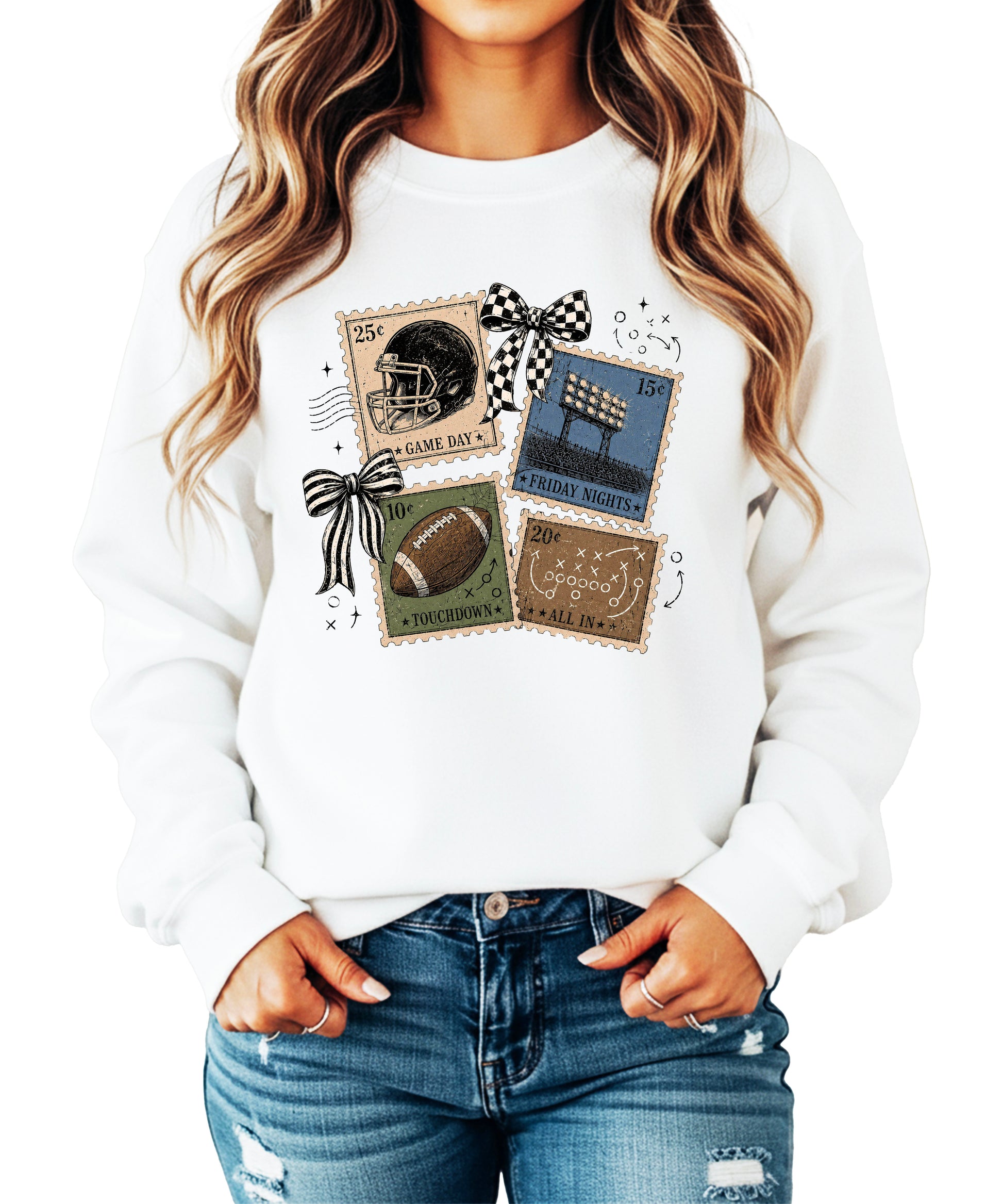Vintage Football White crewneck sweatshirt, view 1