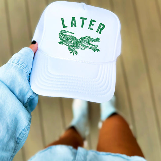 Later Gator Trucker Hat for Men & Women Funny Foam Front Classic 5 Panel Mesh Snapback