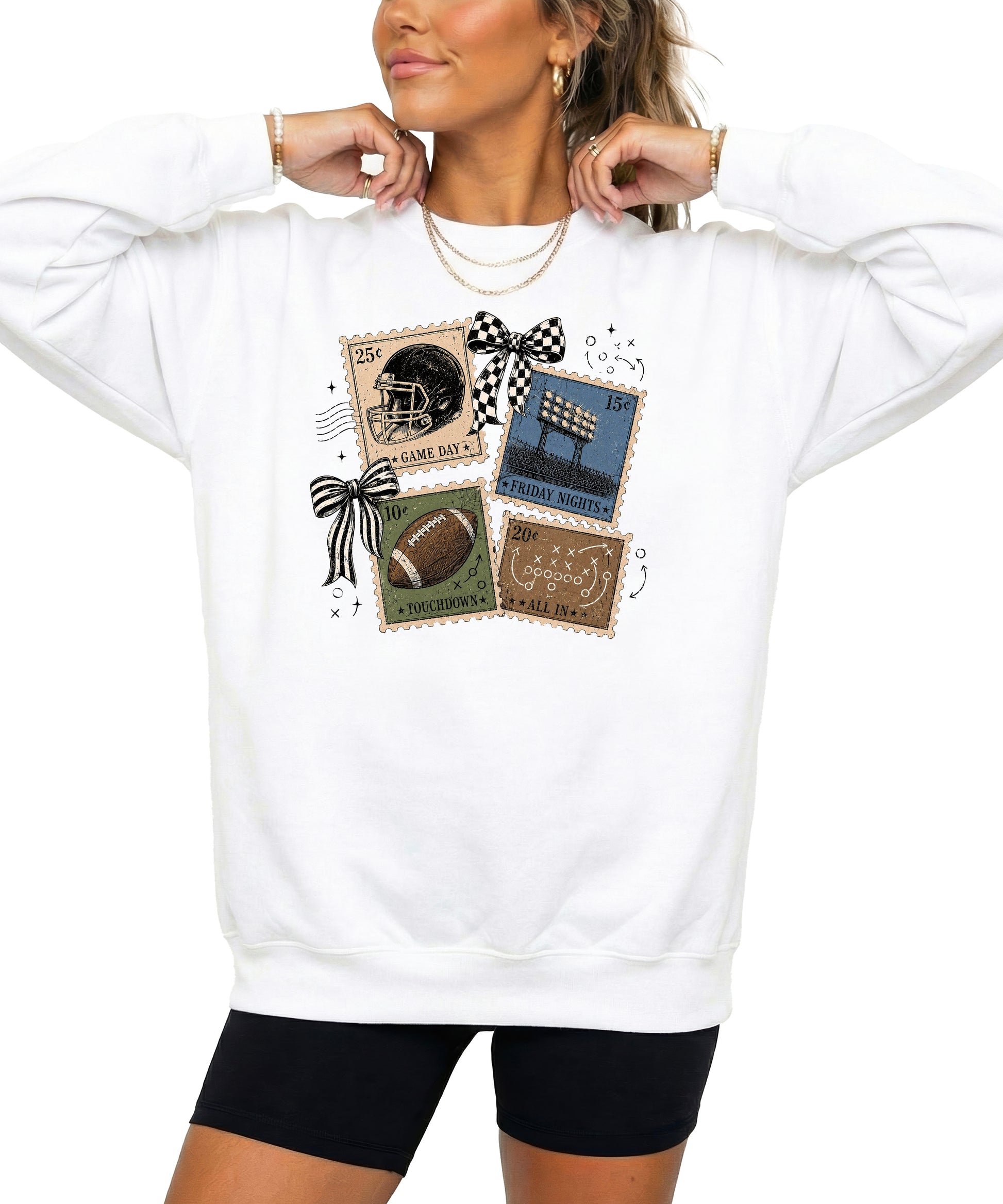 Vintage Football White crewneck sweatshirt, view 2