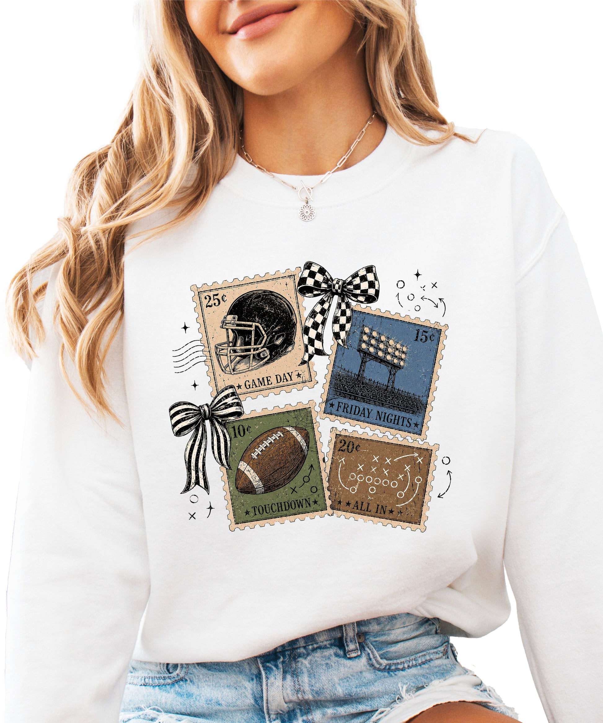 Vintage Football White crewneck sweatshirt, view 4