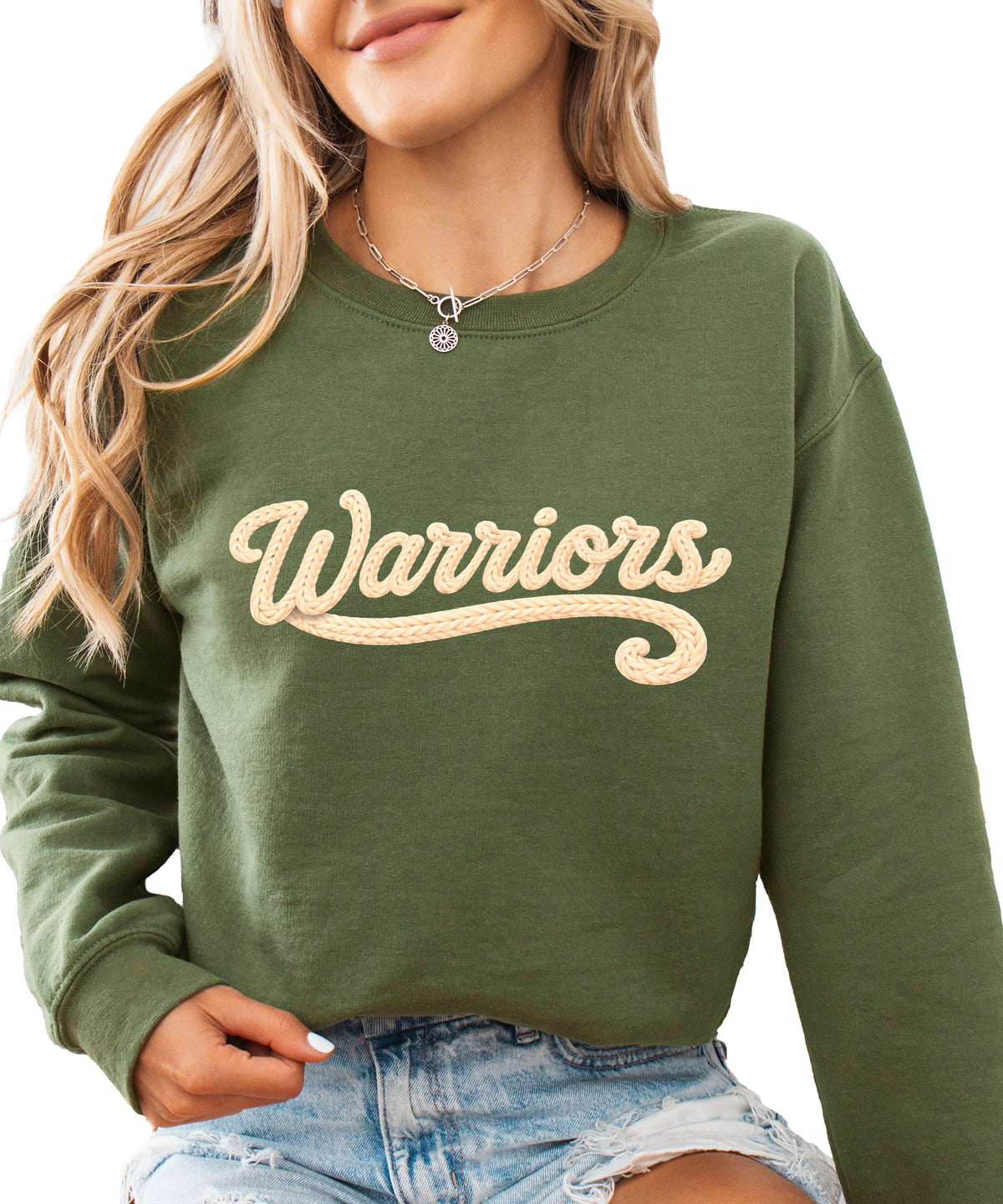 Warriors yarn look crewneck sweatshirt - Army Green