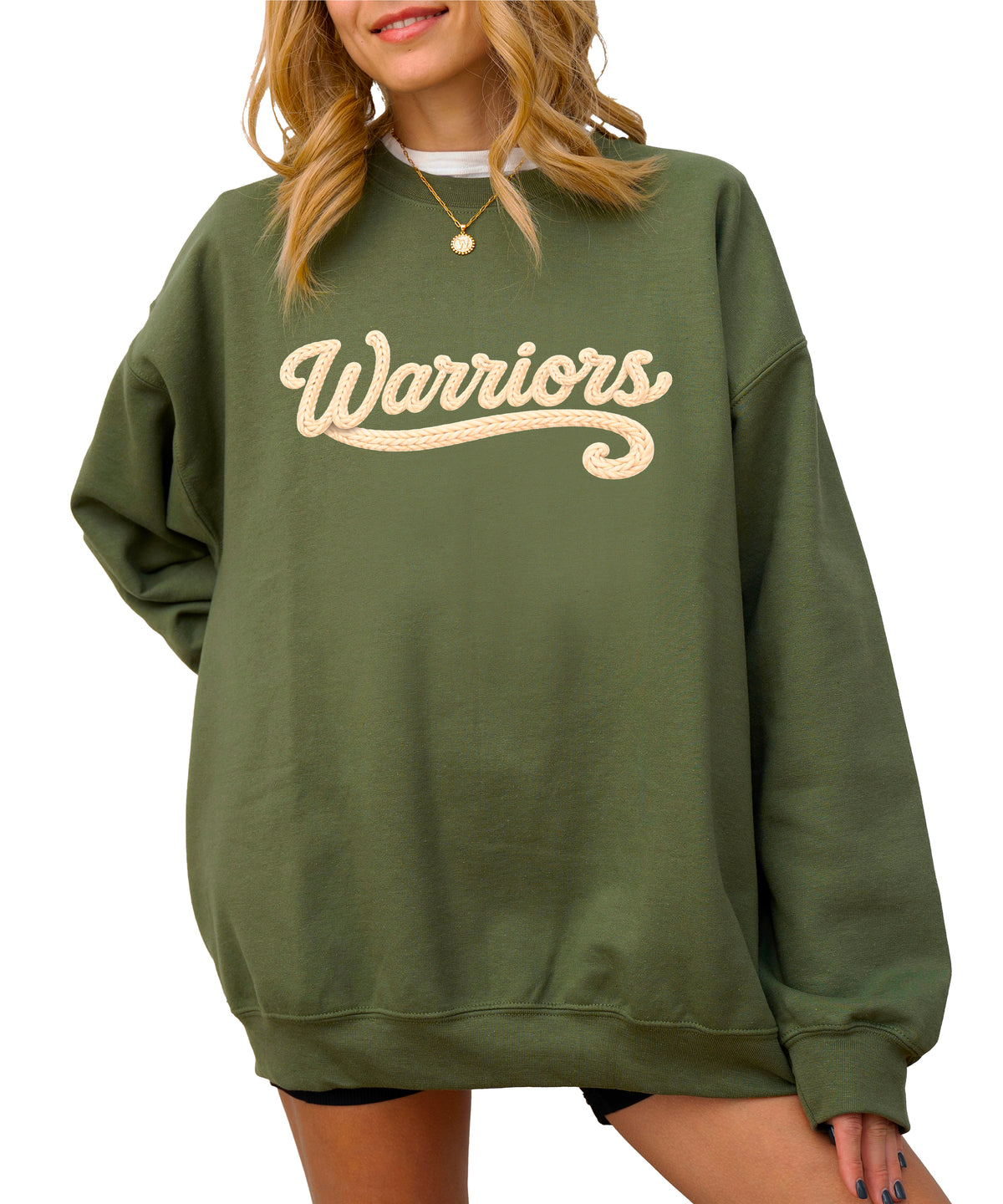 Warriors yarn look crewneck sweatshirt - Army Green