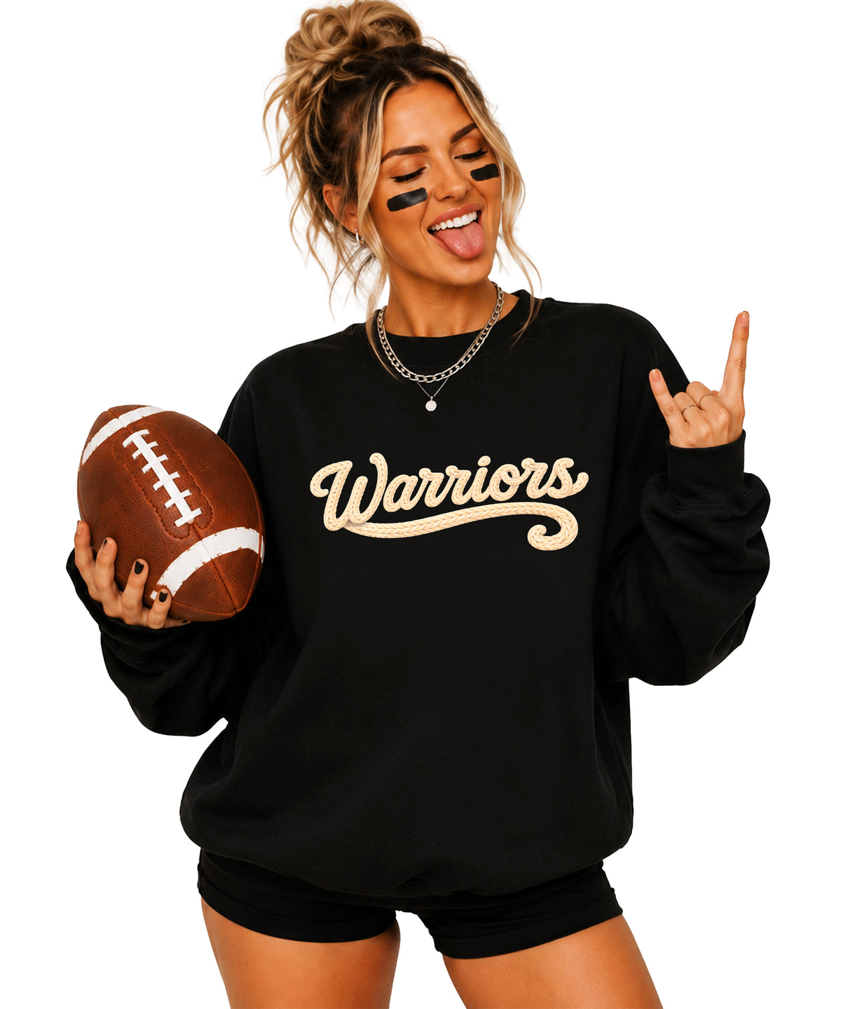 Warriors yarn look crewneck sweatshirt - Black