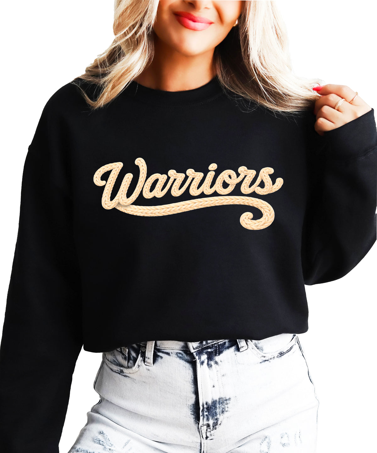 Warriors yarn look crewneck sweatshirt - Black