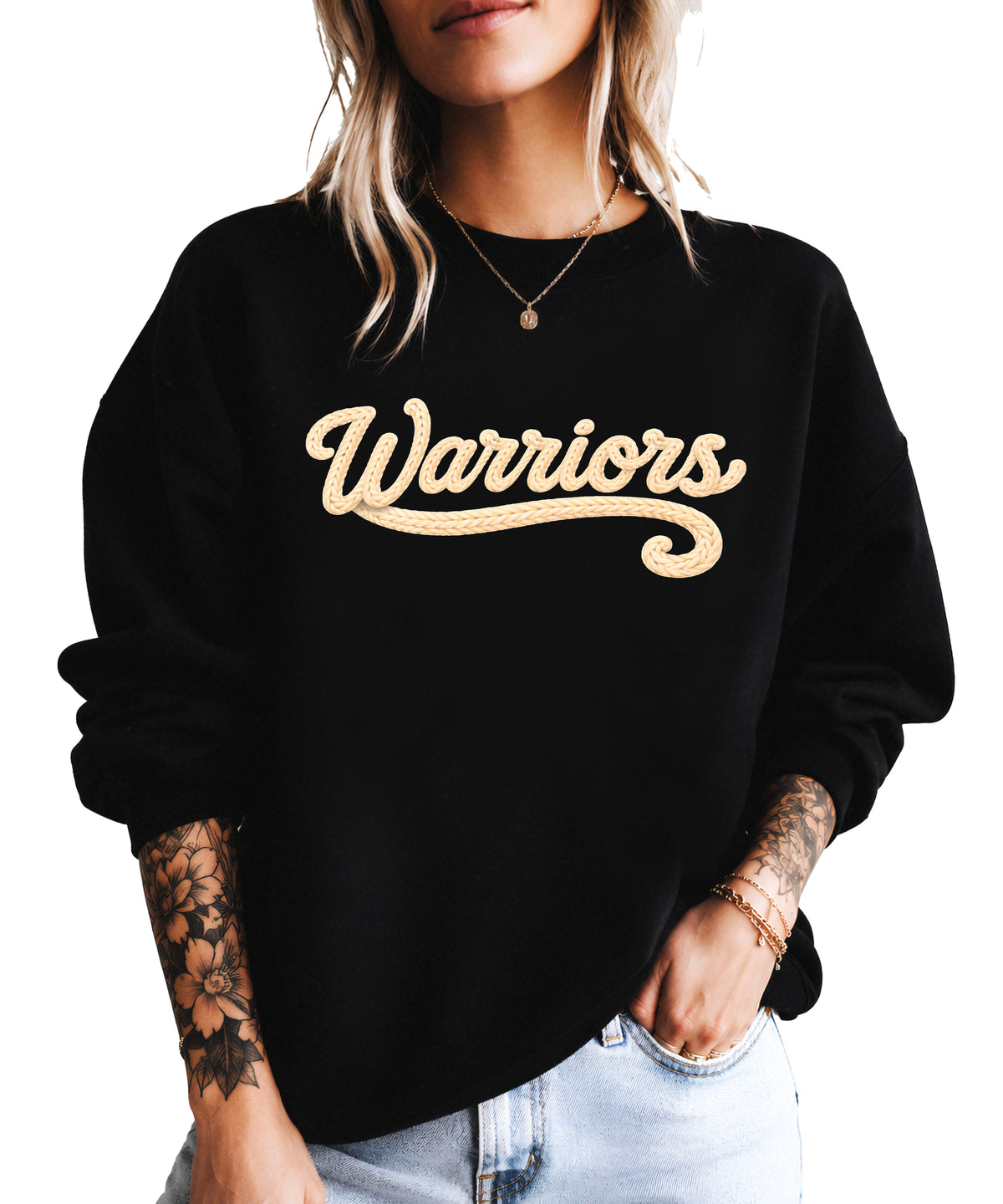 Warriors yarn look crewneck sweatshirt - Black