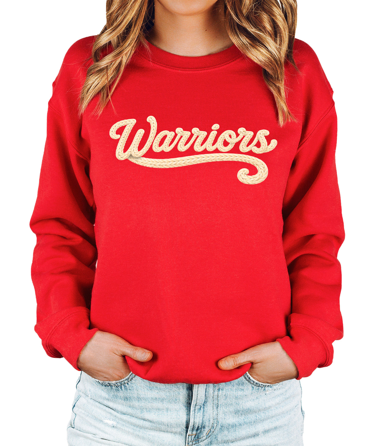 Warriors yarn look crewneck sweatshirt - Red