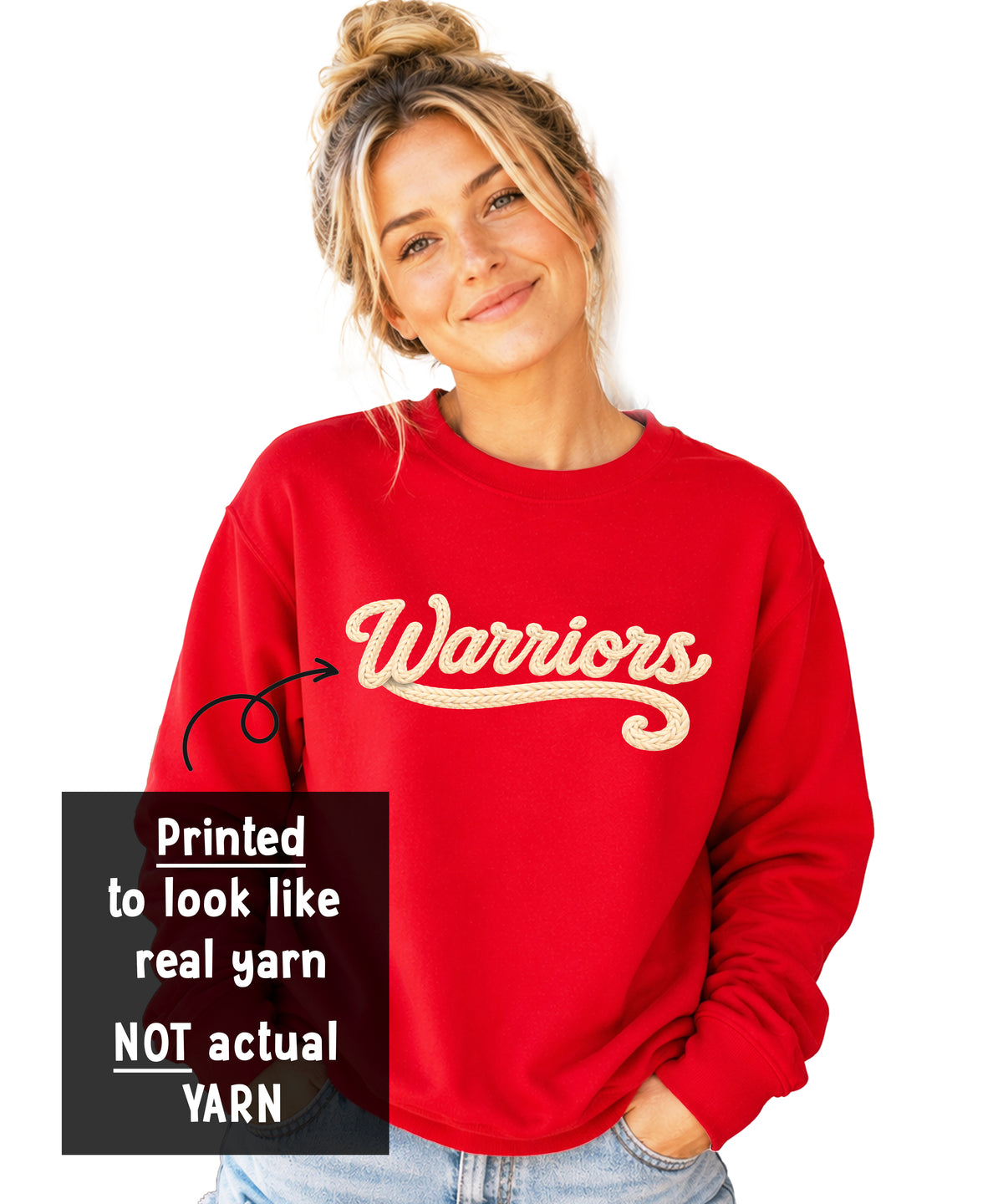 Warriors yarn look crewneck sweatshirt for women