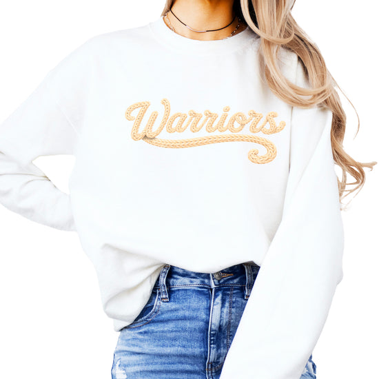 Warriors yarn look crewneck sweatshirt - White